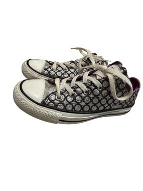Converse Silver and Black Glittery Low Top Sneakers size 6